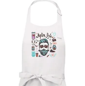 Kuchyňská zástěra Hipster style - Pánská zástěra na vaření - Univerzální velikost ( Bílá )