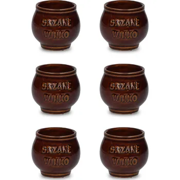 Kameninové hrnky na svařené víno KRYSTYNKA hnědé 300 ml 6 ks