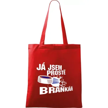 Nákupní taška Ja jsem prostě brankář (hokej) - Taška bavlněná - 42 x 38 cm ( Červená )