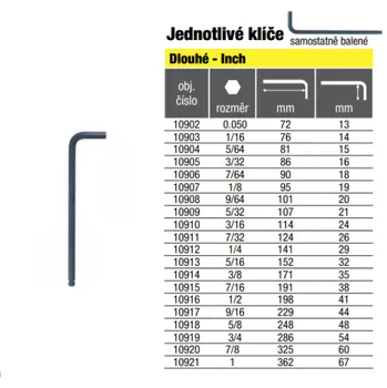 Klíč Klíč "L" imbus 3/4" kulička 289mm BONDHUS