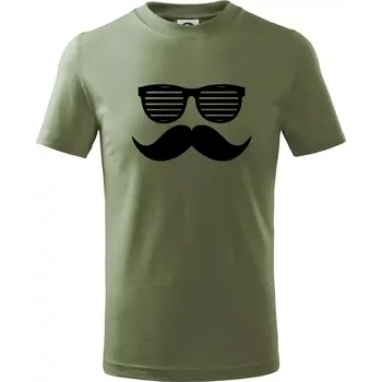Mustache brýle - Tričko dětské bavlněné - 146 cm/10 let ( Khaki )