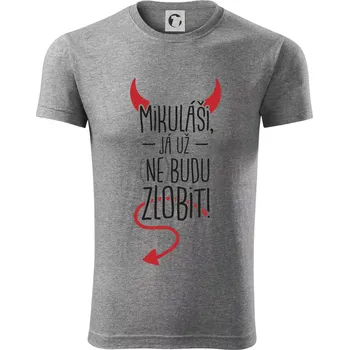 Pánská móda Mikuláši, já už nebudu zlobit! - Viper FIT - Pánské zůžené tričko - 2XL ( Tmavě šedý melír )