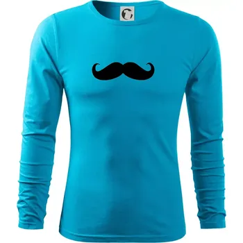 Pánská móda Mustache - knírek - Triko s dlouhým rukávem FIT-T long sleeve - M ( Světlý tyrkys )