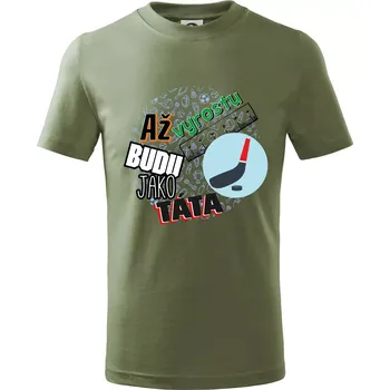 Až vyrostu budu jako táta - Hokejová hokejka - Tričko dětské bavlněné - 146 cm/10 let ( Khaki )