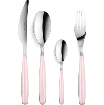 Příbor VIALLI DESIGN Diva 24 ks růžová – nerezová sada příborů pro 6 osob