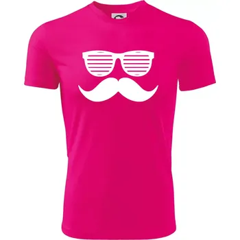 Mustache brýle - Dětské triko sportovní (dresovina) - 146 cm/10 let ( Neon Pink )