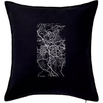 Polštář Černobílá mapa Liberec - Polštář 50x50 - 50x50 - Pouze potah ( Černá )