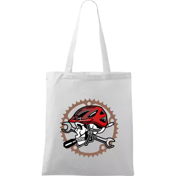 Lebka biker opravář - Taška bavlněná - 42 x 38 cm ( Bílá )