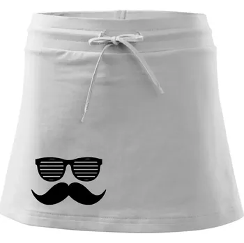 Dámská sukně Mustache brýle - Sportovní sukně - two in one - XS ( Bílá )