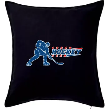 Polštář Czech hockey team - hokejista + nápis - Mistrovství světa v ledním hokeji 2025 - Polštář 50x50 - 50x50 - Pouze potah ( Černá )