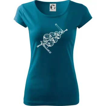 Dámské tričko Cyklo rozkres převody - Dámské triko Pure - M ( Petrolejová )