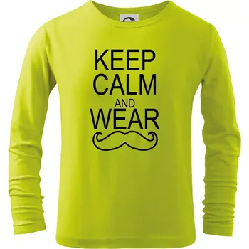 Dětská móda Keep calm and wear mustache - Triko dětské Long Sleeve - 122 cm/6 let ( Limetková )