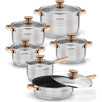 Sada nádobí Sada 5 hrnců a pánví z nerezové oceli s poklicemi KONIGHOFFER BARI