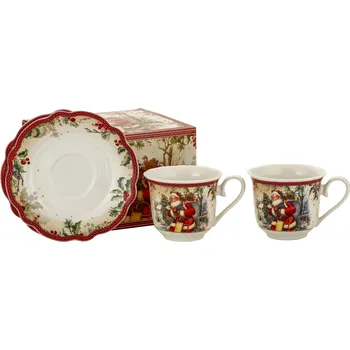 Vánoční porcelánové šálky na kávu a čaj s podšálkem MAGNOBLE 250 ml 2 ks.