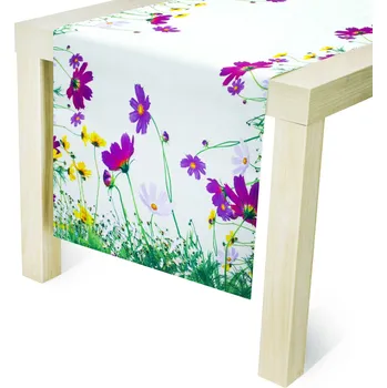 ubrus Polyesterový běhoun na stůl odolný proti skvrnám JEDEKA MILANO FLOWERS ECRU 40 x 180 cm