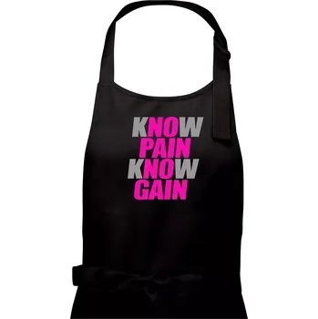 Kuchyňská zástěra Know Pain, Know Gain - Pánská zástěra na vaření - Univerzální velikost ( Černá )
