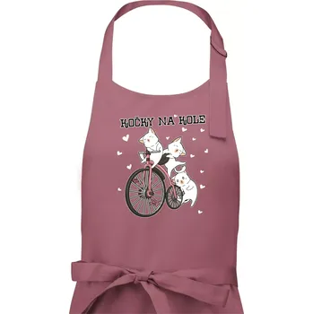 Kuchyňská zástěra Kočky na kole - Pánská zástěra na vaření - Univerzální velikost ( Starorůžová )
