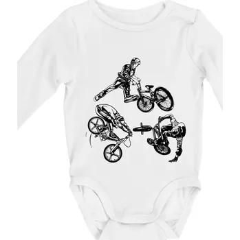 Kojenecký body BMX tricks - Body kojenecké s dlouhým rukávem - Dlouhý r. do 3 měs ( Bílá )