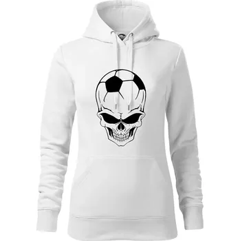 Dámská mikina Fotbal lebka míč - Mikina dámská Cape s kapucí - M ( Bílá )