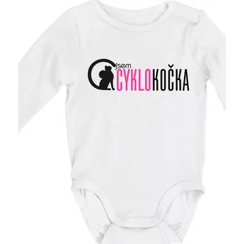 Jsem cyklo kočka - Body kojenecké s dlouhým rukávem - Dlouhý r. 3-6 měs ( Bílá )