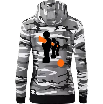 Dámská mikina Fotbálek postavy - Dámská mikina trendy zipper s kapucí - XS ( Šedý maskáč )