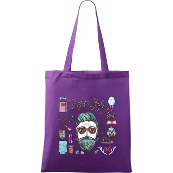 Hipster style - Taška bavlněná - 42 x 38 cm ( Fialová )