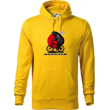 Pánská mikina MTB medvěd - Mikina pánská Cape s kapucí - 2XL ( Žlutá )