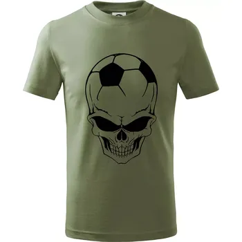 Fotbal lebka míč - Tričko dětské bavlněné - 122 cm/6 let ( Khaki )
