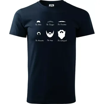 Pánské tričko Mustache types of mustache - Triko extra velké (5-8XL) - 8XL ( Námořní modrá (velmi tmavá - téměř černá) )