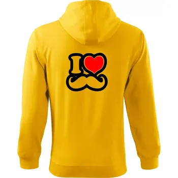 Pánská mikina i love mustache - obrys - Mikina s kapucí na zip trendy zipper - 2XL ( Žlutá )