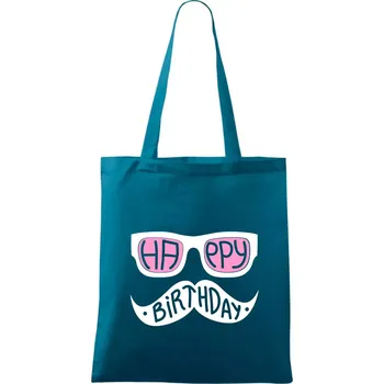 Mustache narozeniny - brýle - Taška bavlněná - 42 x 38 cm ( Petrolejová )