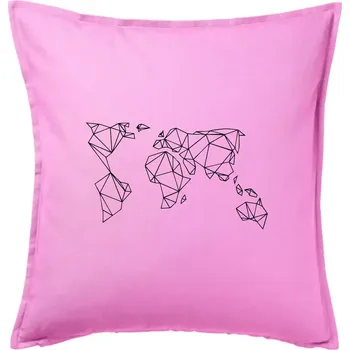 Polštář Geometrie - svět - Polštář 50x50 - 50x50 - Pouze potah ( Růžová )