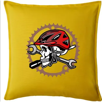 Polštář Lebka biker opravář - Polštář 50x50 - 50x50 - Pouze potah ( Žlutá )