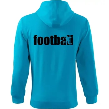 Pánská mikina Football nápis - Mikina s kapucí na zip trendy zipper - 2XL ( Světlý tyrkys )