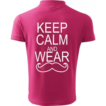 Pánská košile Keep calm and wear mustache - Polokošile pánská Pique Polo 203 - 5XL ( Purpurová )