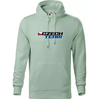 Pánská mikina Czech team s vlajkou - Mistrovství světa v ledním hokeji 2025 - Mikina pánská Cape s kapucí - 5XL ( Sage )