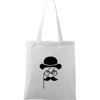 Nákupní taška Mustache kolo - Taška bavlněná - 42 x 38 cm ( Bílá )
