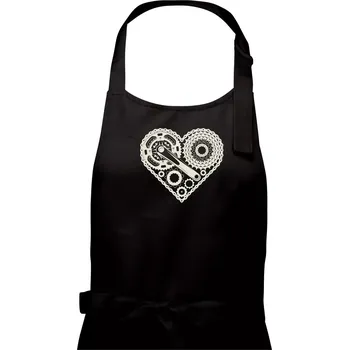 Kuchyňská zástěra Srdce plné cyklo dílů - Pánská zástěra na vaření - Univerzální velikost ( Černá )