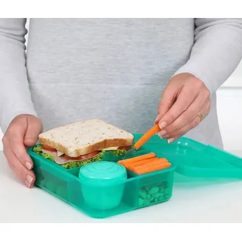 Svačinový box SISTEMA To Go Bento Lunch 1,65 l - krabička na oběd / tříkomorová krabička na snídani s nádobkou na omáčku