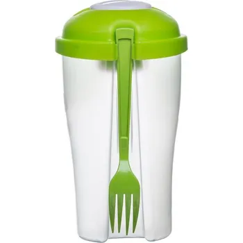 Svačinový box SAGAFORM Fresh zelený 0,8 l - lunch box / plastová nádoba na salát s vidličkou