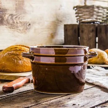 Kameninová dóza (nádoba) na sádlo KRYSTYNKA GREASE hnědá 1 l