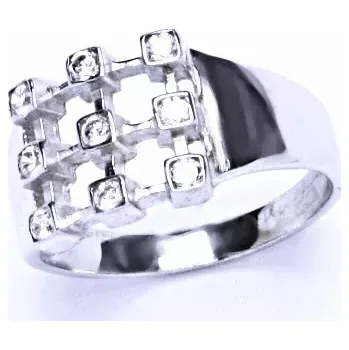 Prsten Stříbrný prsten čiré zirkony - T1312 (Stříbrný masivní prsten se zirkony)