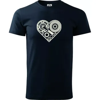 Srdce plné cyklo dílů - Triko extra velké (5-8XL) - 8XL ( Námořní modrá (velmi tmavá - téměř černá) )