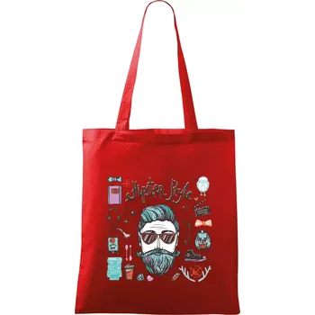 Nákupní taška Hipster style - Taška bavlněná - 42 x 38 cm ( Červená )