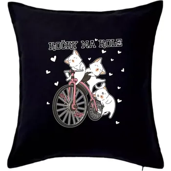 Polštář Kočky na kole - Polštář 50x50 - 50x50 - Včetně výplně ( Černá )