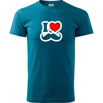 i love mustache - obrys - Klasické pánské triko vyšší gramáže - XS ( Petrolejová )
