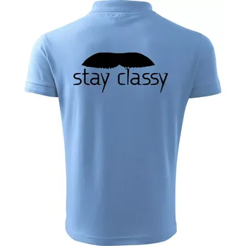 Pánská košile Stay Classy - mustache - Polokošile pánská Pique Polo 203 - 3XL ( Pyžamově světlá modrá )