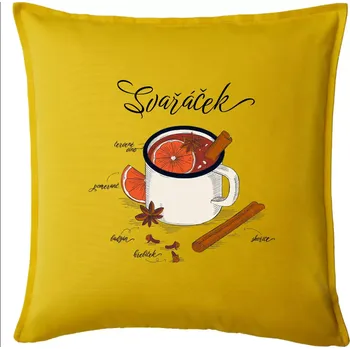 Polštář Koření na svařáček - Polštář 50x50 - 50x50 - Pouze potah ( Žlutá )