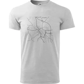 Černobílá mapa Chrudim - Triko extra velké (5-8XL) - 6XL ( Světlešedý Melír )