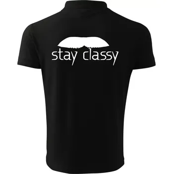 Pánská košile Stay Classy - mustache - Polokošile pánská Pique Polo 203 - XL ( Černá )